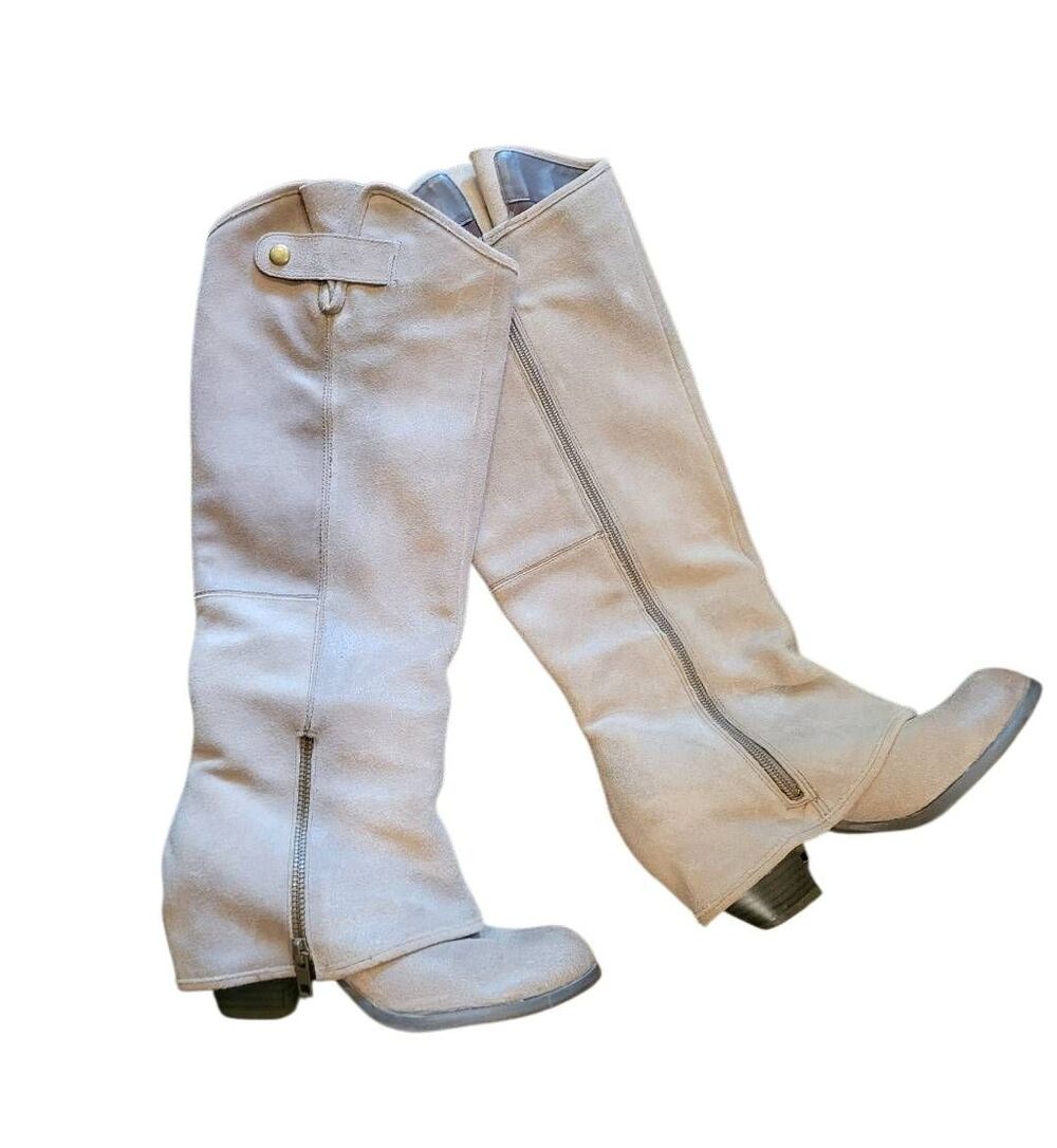 Vintage Y2K 2010s Fergie Boots Women's 6 Tan Ledger Too Leather Tall Heeled